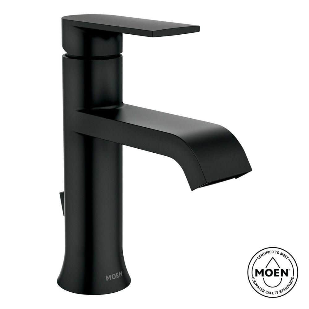 MOEN Genta Single Handle Single Hole Bathroom Faucet with Drain Kit  Included in Matte Black 84760BL - The Home Depot, image size:1000x1000