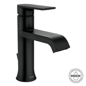 Genta Single Handle Single Hole Bathroom Faucet with Drain Kit Included in Matte Black