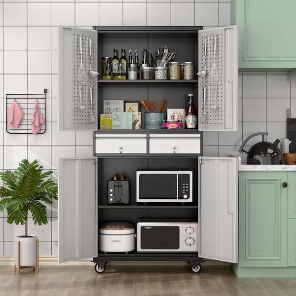 Hephastu 30 in. W x 71 in. H x 15 in. D 2-Shelf Metal Freestanding
