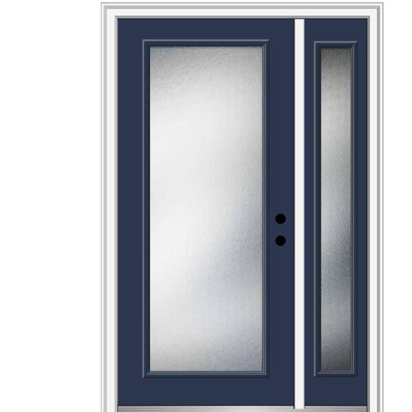 MMI Door 51 in. x 81.75 in. Micro Granite Left-Hand Full Lite Classic Painted Fiberglass Smooth Prehung Front Door with Sidelite
