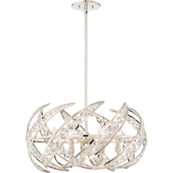 Crescent 6-Light Polished Nickel Pendant