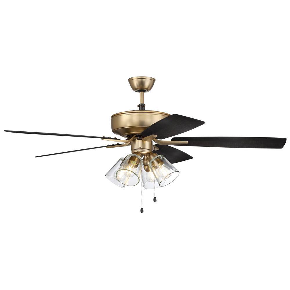 Satin Brass 52'' Ceiling Fan with Reversible Black Walnut Blades