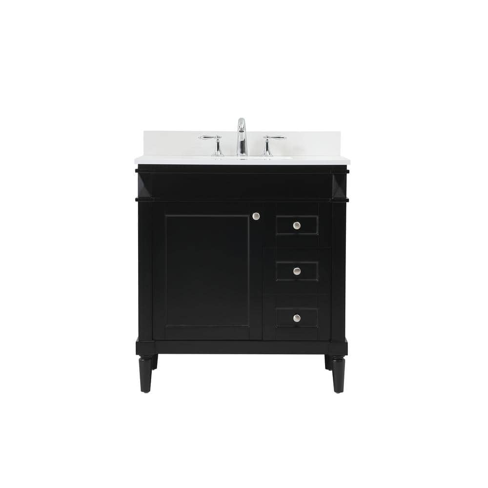 Simply Living 32 in. W x 21 in. D x 35 in. H Bath Vanity in Black with Ivor