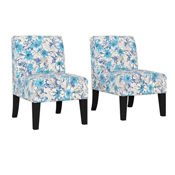 indigo blue floral armchair