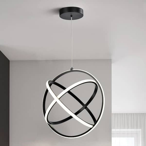 Maxax Boston 3-Light Black Unique Globe Integrated LED Chandelier