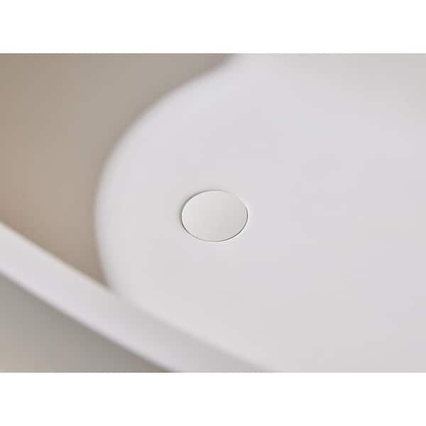 67 in. x 33.5 in. Solid Surface Flatbottom Freestanding Bathtub Contemporary Oval Soaking Bathtub in Matte White