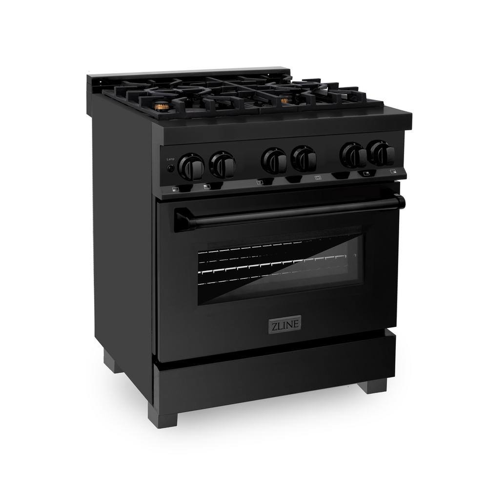 ZLINE Kitchen and Bath 30 in. 4 Burner Dual Fuel Range with Brass