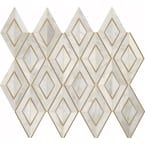 Lavaliere First Snow 10 in. x 12 in. Marble with Brass Diamond Mosaic (0.86 sq. ft./Each)