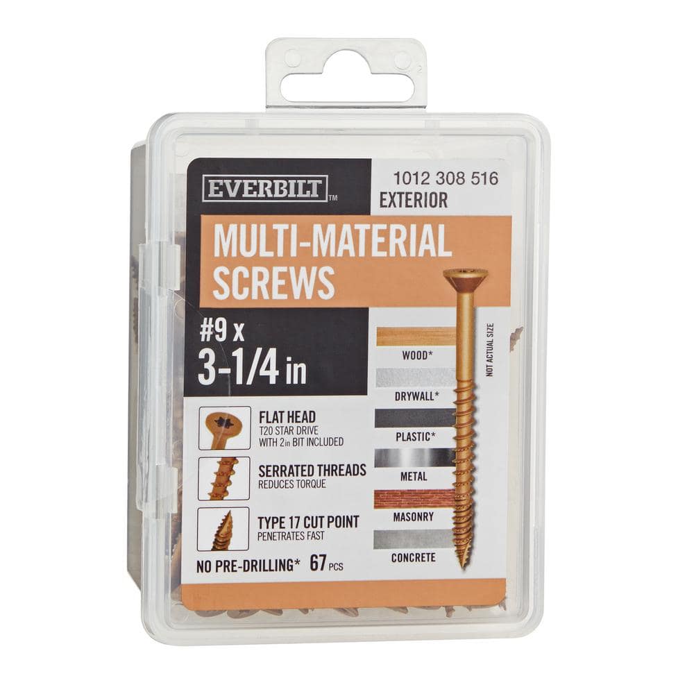 9 in. x 3-1/4 in. Brown 6-Lobe Torx Drive Exterior Flat Head Multi-Material Screw 1 lbs.-Box (67-Piece) price history on PriceWatchPro
