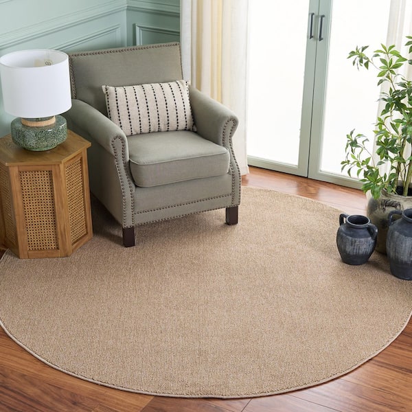 Highland Plain 7 ft. x 7 ft. Gold/Ivory Textured Round Rug