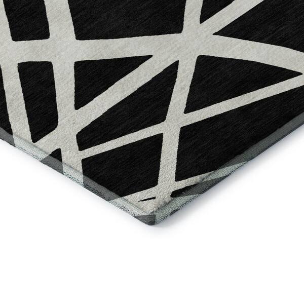 Mayfield Premium Machine Washable Abstract AMF1040 Black 2 ft. x 3 ft. Area Rug