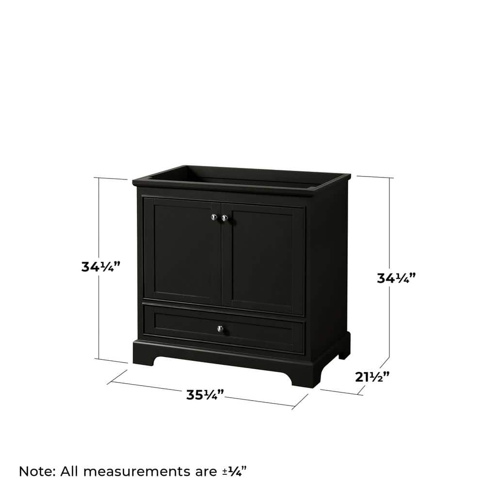 Deborah 35" Dark Espresso Single Bathroom Vanity Base with Chrome Trim