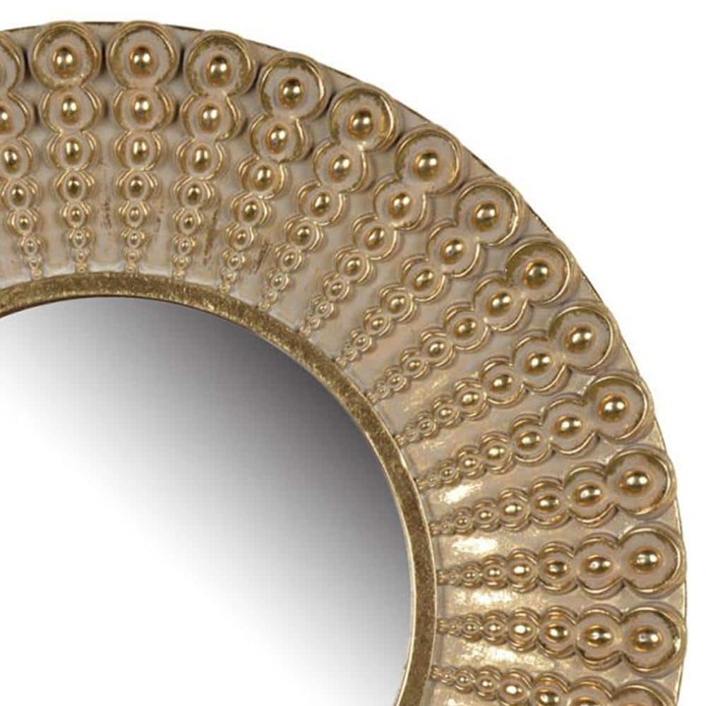 Aubrey 14" Gold Beaded Round Wall Mirror for Elegant Spaces