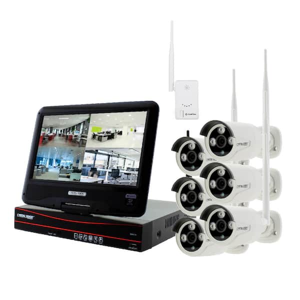 Crystal Vision 8-Channel True HD 2TB HDD Wireless CCTV with 6-Autopair Weatherproof IR Cameras Built-In Monitor and Router