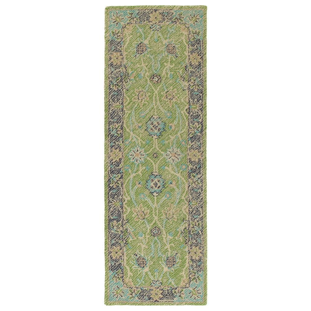 Kaleen Weathered Lime Green 3 ft. x 10 ft. Indoor/Outdoor Runner Rug ...