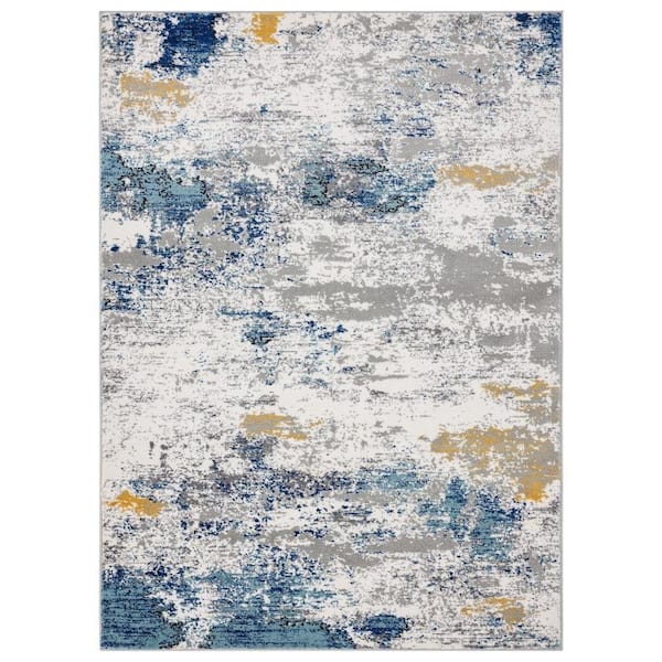 LUXE WEAVERS Victoria Collection Modern Watercolor Multi 5x7 Abstract Polypropylene Area Rug
