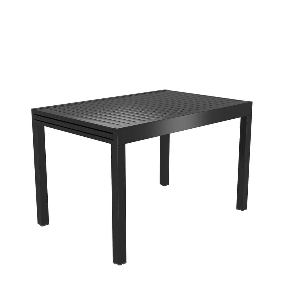 Black Aluminum Extendable Patio Dining Table for 6-8 People