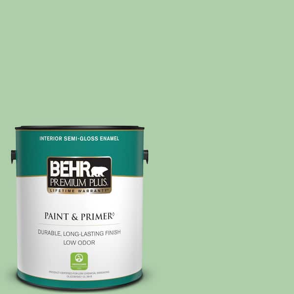 BEHR PREMIUM PLUS 1 gal. #450D-4 Garden Room Semi-Gloss Enamel Low Odor Interior Paint & Primer
