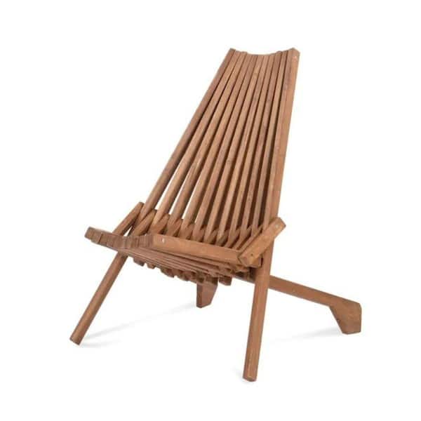 Acacia Wood Folding Lounge Chair-Low Profile Outdoor Chair for Patio, Garden, Balcony & Porch.