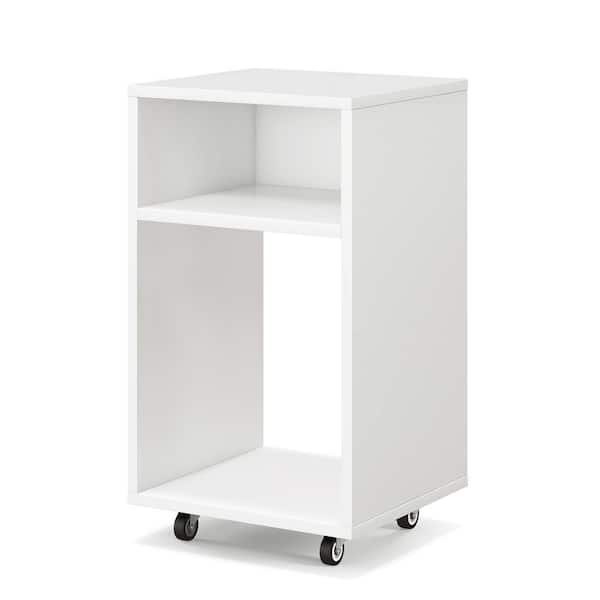Costway White Wood 13 in. W Vertical Mobile File Cabinet Printer Stand Storage Organizer Home Office