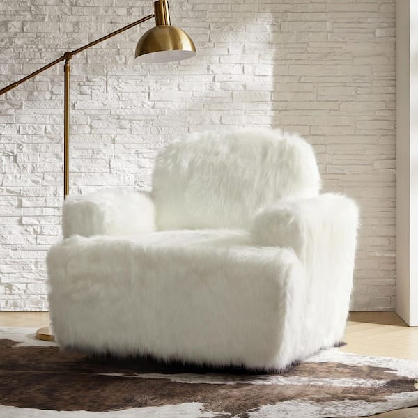 JAYDEN CREATION Jaime White Polyester Arm Chair with Swivel