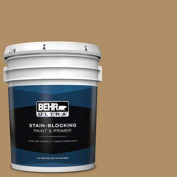 BEHR ULTRA 5 gal. #300F-5 Brown Rabbit Satin Enamel Exterior Paint & Primer