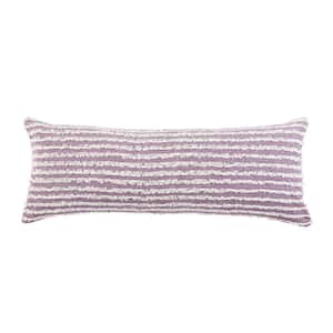 Wispy Ways Lavender Purple/Cream Striped Textured Poly-fill 14 in. x 36 in. Throw Pillow