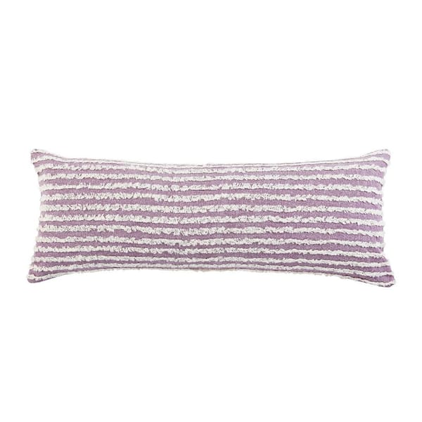 LR Home Wispy Ways Lavender Purple/Cream Striped Textured Poly-fill 14 in. x 36 in. Throw Pillow