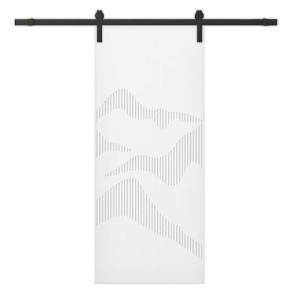 CALHOME 42 in. x 96 in. White Painted Composite MDF Paneled Interior Sliding Barn Door with Hardware Kit