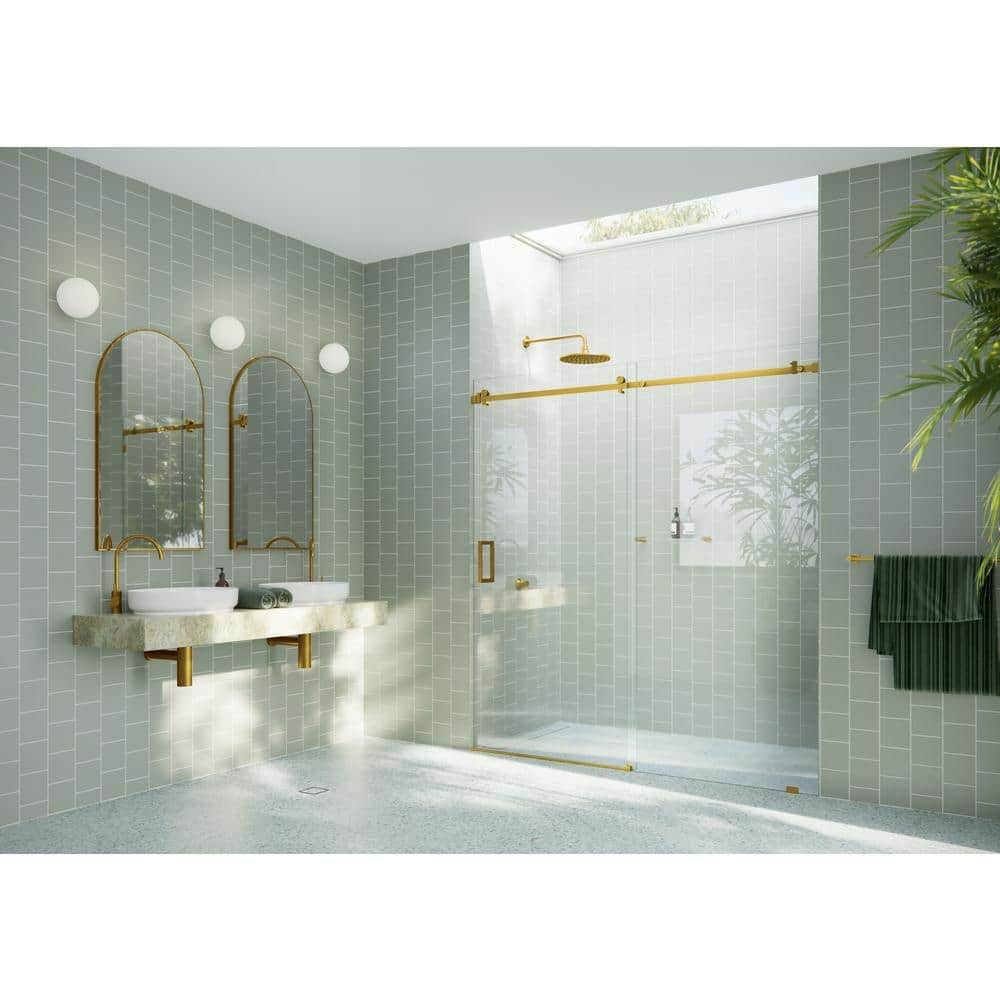 Glass Warehouse 72 in. W x 78 in. H Sliding Frameless Shower Door with ...