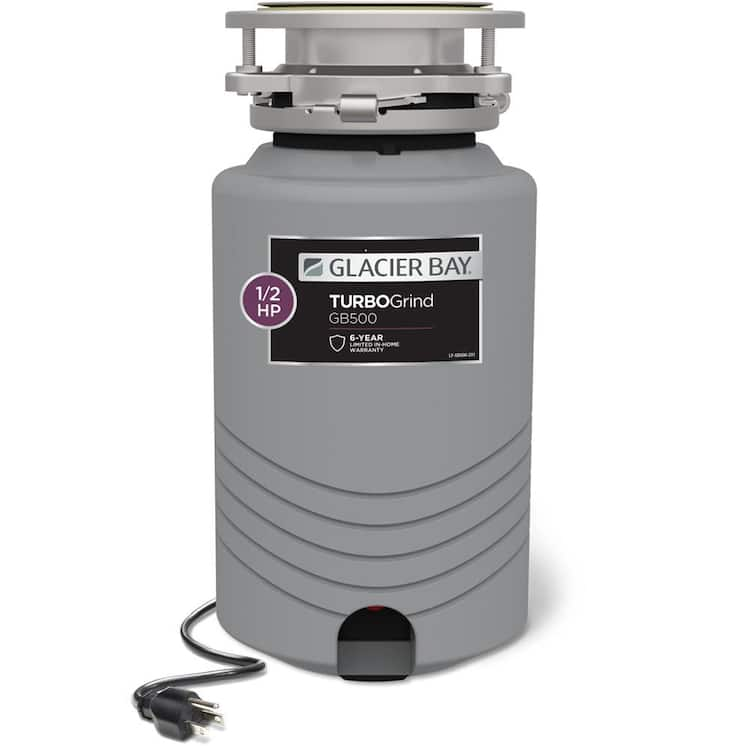 Glacier Bay TurboGrind 1/2 hp. Continuous Feed Garbage Disposal with Power Cord