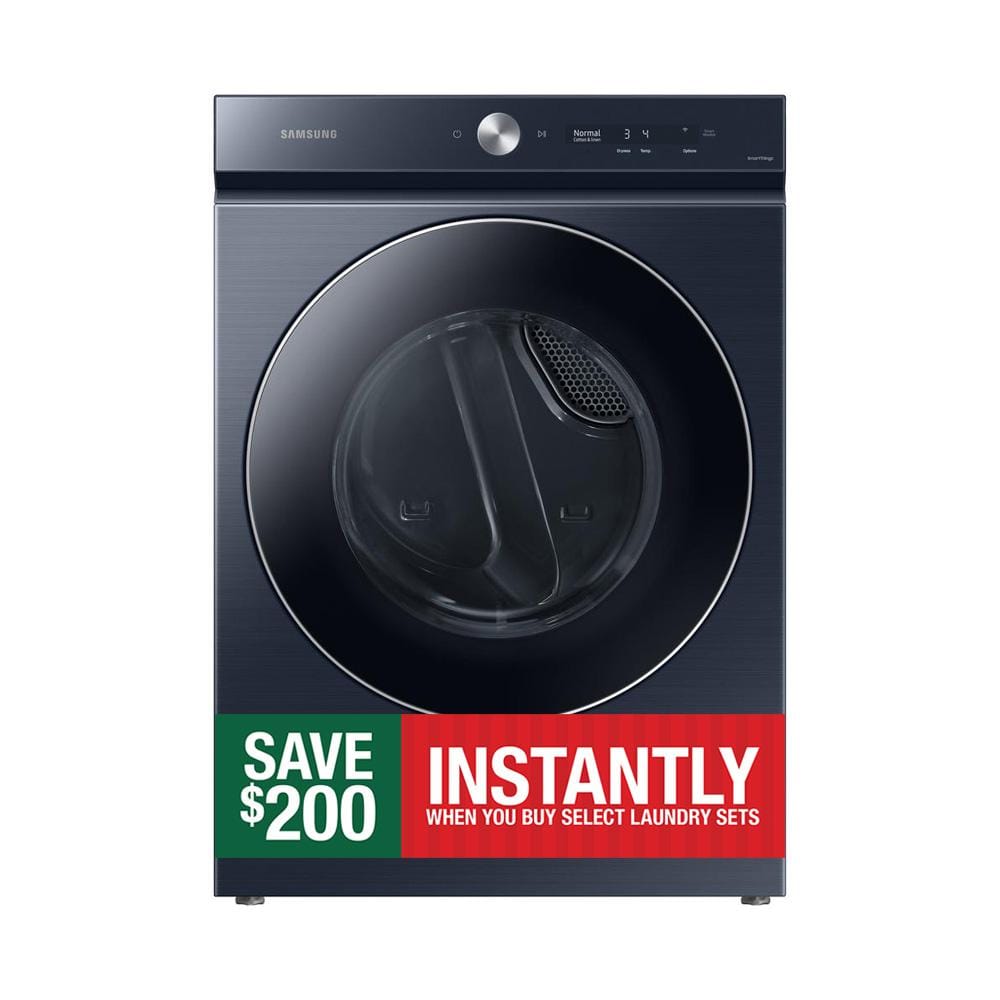 Samsung Bespoke 7.6 cu. ft. Ultra-Capacity Vented Gas Dryer in Brushed Navy with AI Optimal Dry and Super Speed Dry