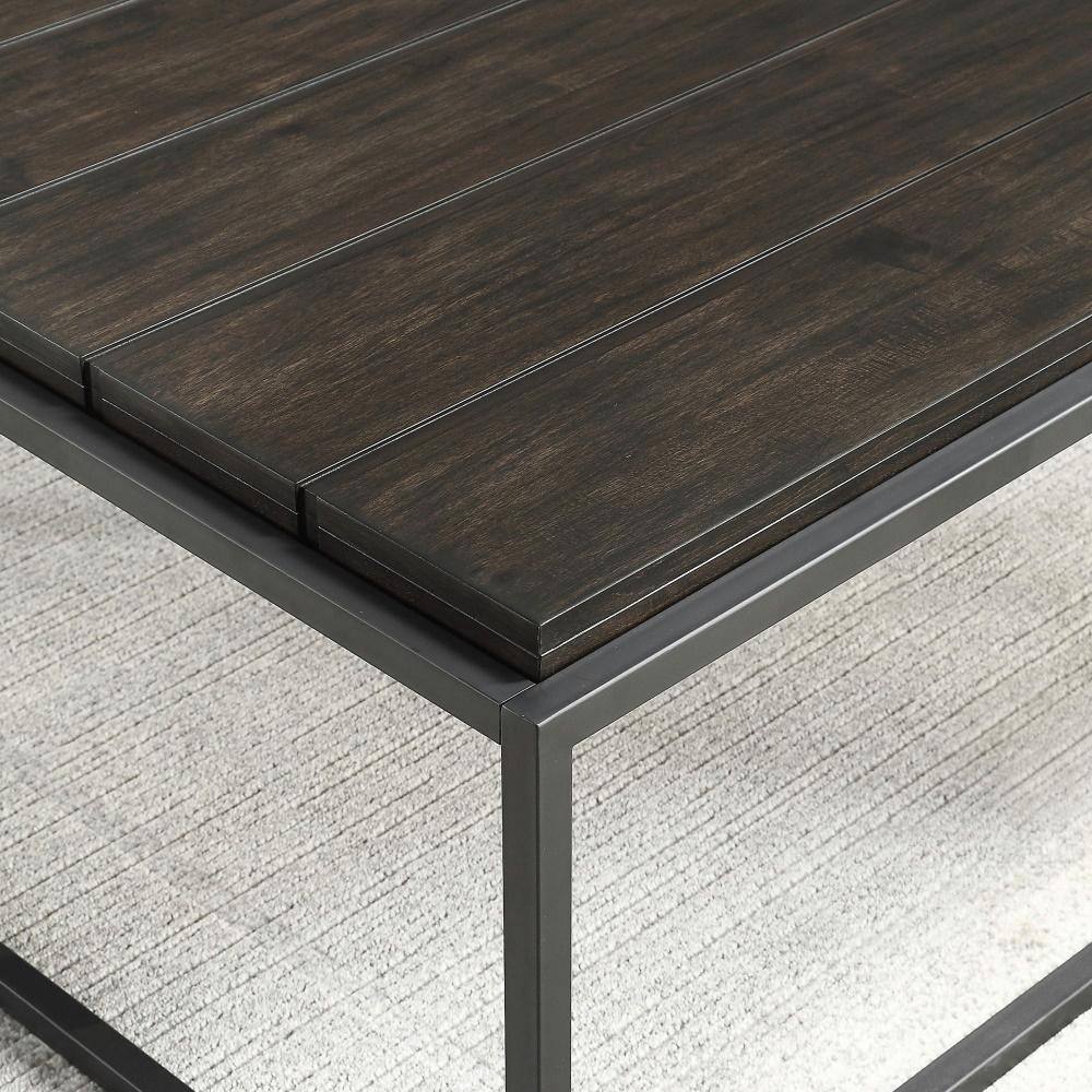 Contemporary Tekoa Square Coffee Table in Walnut & Dark Gray