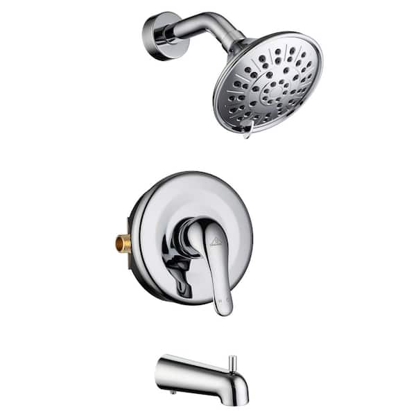 cadeninc Single Handle 3-Spray Wall Mount Tub and Shower Faucet 2.5 GPM in. Chrome (Valve Included)