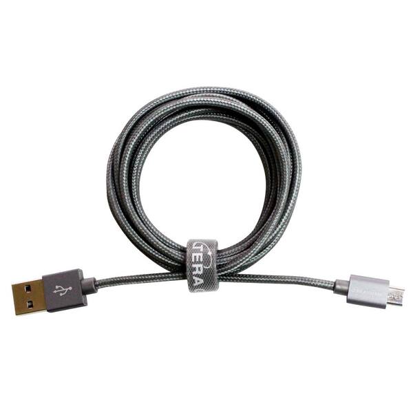 Tera Grand 6 ft. USB 2.0 A to Micro USB Braided Cable, Gray