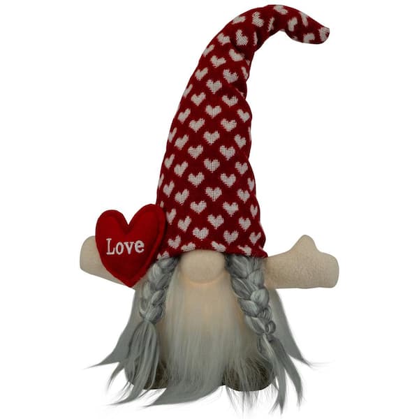 Northlight 13 in. Lighted Girl Valentine's Day Gnome with Love Heart