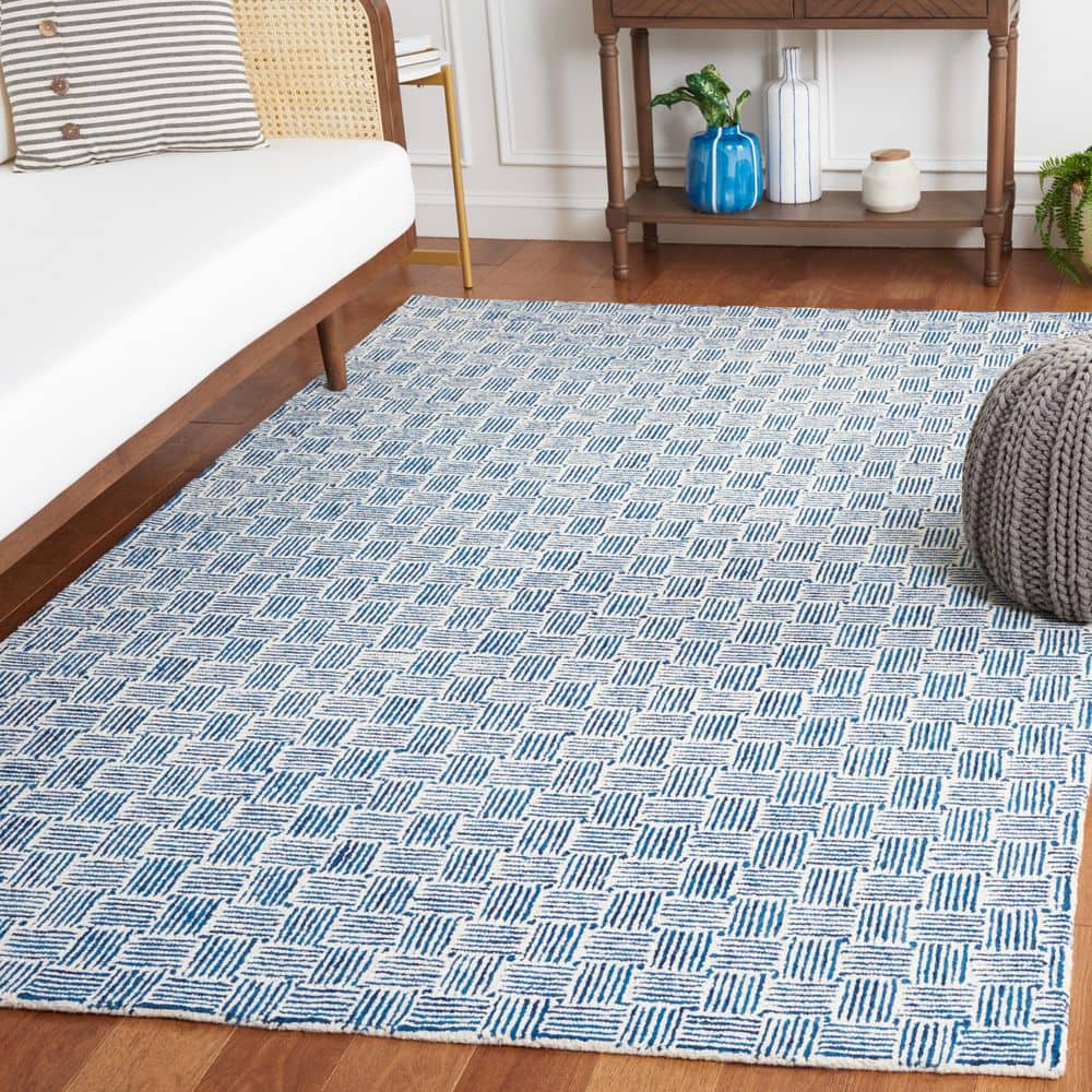 Micro-Loop 6 ft. x 9 ft. Navy/Ivory Basket Striped Area Rug price history on PriceWatchPro