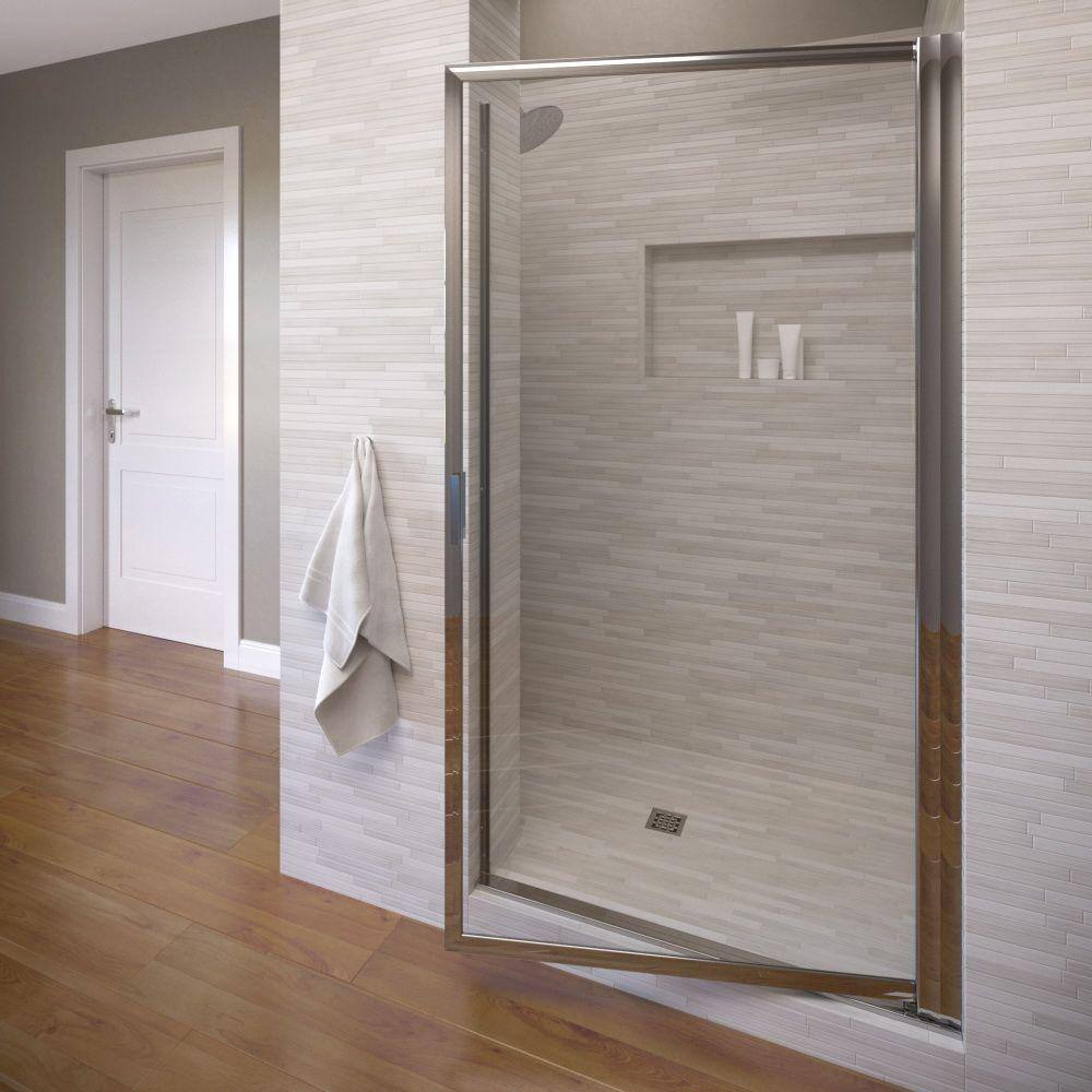 Basco Sopora 27 1 2 In X 63 1 2 In Framed Pivot Shower Door In Chrome Sopn00a2763clsv The Home Depot