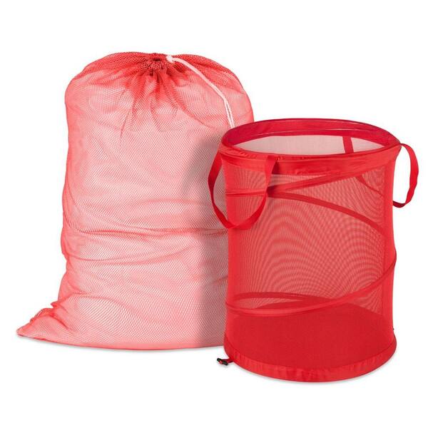 Honey-Can-Do Mesh Laundry Bag and Hamper Kit in Red