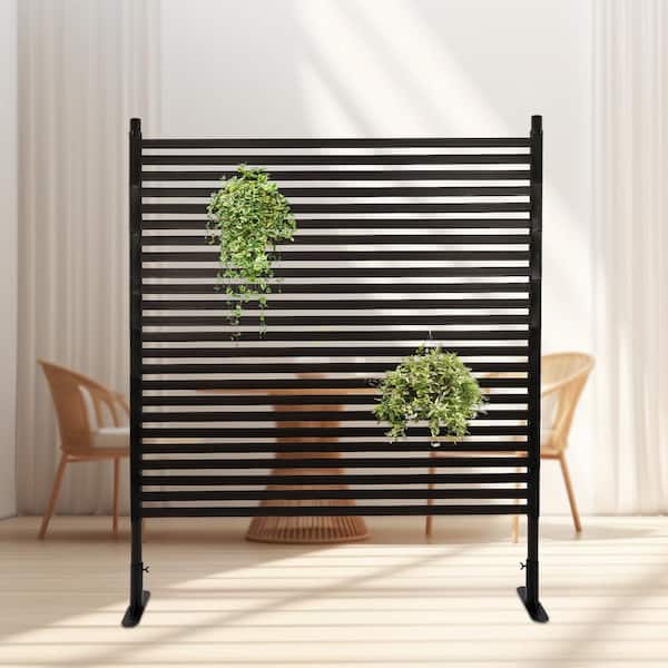 YIYIBYUS 4.92 ft. x 3.94 ft. Outdoor Metal Steel Freestanding Privacy Fence Screen Patio Garden Decorative Fence