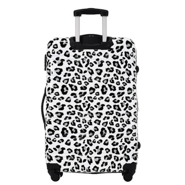 Tatahance 3-Piece White and Black Leopard Hardside Spinner