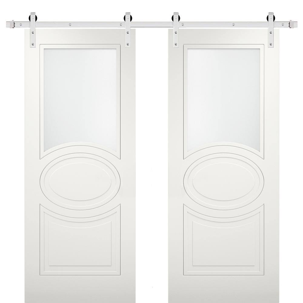 Assemble Required 60 in. x 80 in. White Finished MDF Sliding Door with Double Barn Stainless Hardware price history on PriceWatchPro