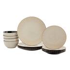 Juliette 12-Piece Sand Ceramic Dinnerware Set (Service for 4)