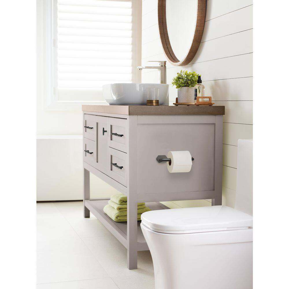Matte Black Geometric Single Post Toilet Paper Holder
