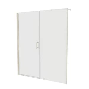 Hoven 60 in. W x 72 in. H Pivot Frameless Shower Door in Nickel Finish with Clear Glass