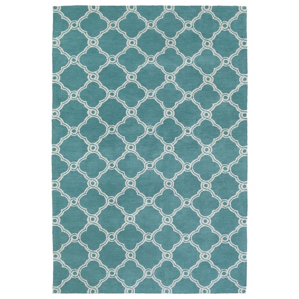 Kaleen Cozy Toes Collection Turquoise 9 ft. x 12 ft. Geometric Area Rug