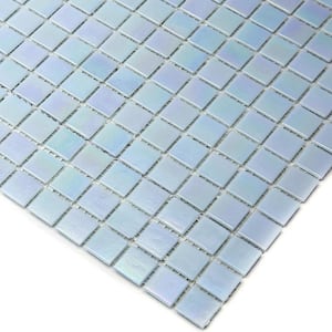 Nacreous 12 in. x 12 in. Glossy Stone Blue Glass Mosaic Wall and Floor Tile (20 sq. ft./case) (20-pack)