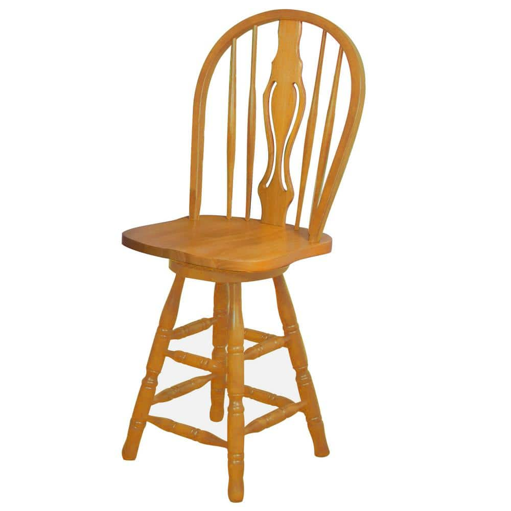 AndMakers Oak Selections 45 In Light Oak High Back Solid Wood 24 In   Light Oak Andmakers Bar Stools Bh B124 24 Lo 64 1000 