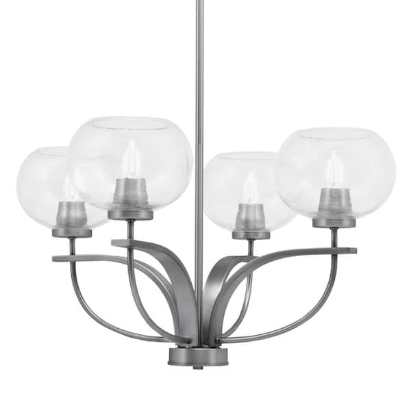 Unbranded Olympia 4-Light Uplight Chandelier Graphite Finish 7 in. Clear Bubble Glass