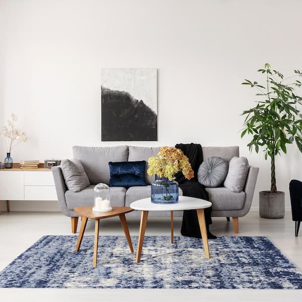 Holmby Halsbury Navy 6 ft. x 9 ft. Abstract Shag Indoor Area Rug